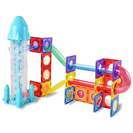 ZYS 82 Piece Magnetic Marble Run with Electric Elevator